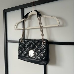 Kate Spade Black Quilted Leather Astor Court Cynthia Shoulder Bag Gold Hardware